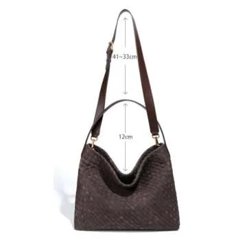 Suede Woven Hobo Bags for Women Slouchy Suede Shoulder Bag Crossbody Bag Commuter Bag Woven Purses Everyday Bag 2024