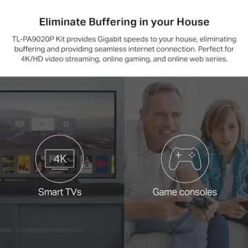 TP-Link AV2000 Powerline Adapter - 2 Gigabit Ports, Ethernet Over Power, Plug&Play, Power Saving, 2x2 MIMO, Noise Filtering, Extra Socket for other Devices, Ideal for Gaming (TL-PA9020P KIT)
