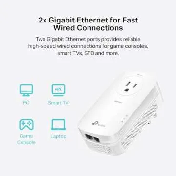 TP-Link AV2000 Powerline Adapter - 2 Gigabit Ports, Ethernet Over Power, Plug&Play, Power Saving, 2x2 MIMO, Noise Filtering, Extra Socket for other Devices, Ideal for Gaming (TL-PA9020P KIT)