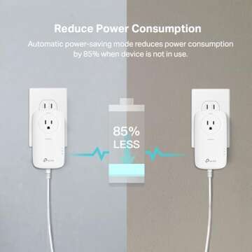 TP-Link AV2000 Powerline Adapter - 2 Gigabit Ports, Ethernet Over Power, Plug&Play, Power Saving, 2x2 MIMO, Noise Filtering, Extra Socket for other Devices, Ideal for Gaming (TL-PA9020P KIT)