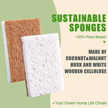 PANYEE Biodegradable Natural Kitchen Sponge，Eco Friendly Sponges for Dishes,Compostable Cellulose ...