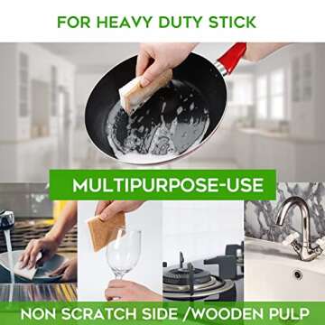 PANYEE Biodegradable Natural Kitchen Sponge，Eco Friendly Sponges for Dishes,Compostable Cellulose Sponge with Natural Plant Based Coconut Walnut Sustainable Scrubber Sponge Pack of 12