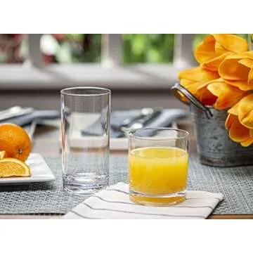 Le'raze Elegant Acrylic Drinking Glasses [Set of 16] Attractive Clear Plastic Tumblers - Unbreakable...