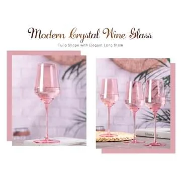 Physkoa Pink Wine Glasses Set 6-15oz Crystal Blush Pink Wine Glasses With Long Stem and Thin Rim,Perfect Pink Colored Wine Stemware for Wine Lover in Wedding,Bridal Shower