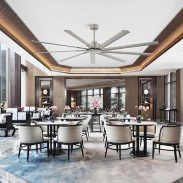 LEDLUX 84" Ceiling Fan no Light, Reversible DC Motor, 6 Speed Remote Control, Industrial 9 Aluminum Blades with 4.5"/12"/24" Downrods for Home or Commercial, Living Room/Warehouse Charcoal Grey