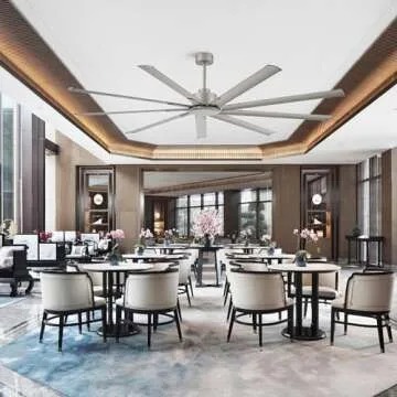 LEDLUX 84" Ceiling Fan no Light, Reversible DC Motor, 6 Speed Remote Control, Industrial 9 Aluminum Blades with 4.5"/12"/24" Downrods for Home or Commercial, Living Room/Warehouse Charcoal Grey