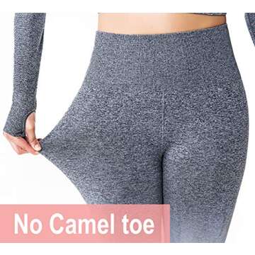 RUNNING GIRL Ombre Seamless Gym Leggings Power Stretch High Waisted Yoga Pants for Women Running Workout Leggings(2050 Grey,L)