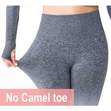RUNNING GIRL Ombre Seamless Gym Leggings Power Stretch High Waisted Yoga Pants for Women Running Workout Leggings(2050 Grey,L)