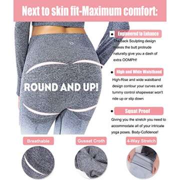 RUNNING GIRL Ombre Seamless Gym Leggings Power Stretch High Waisted Yoga Pants for Women Running Workout Leggings(2050 Grey,L)