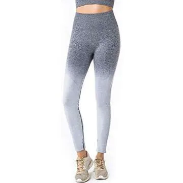 RUNNING GIRL Ombre Seamless Gym Leggings Power Stretch High Waisted Yoga Pants for Women Running Workout Leggings(2050 Grey,L)
