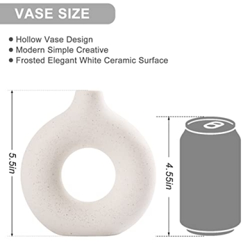 Elegant White Ceramic Circle Vase for Home Decor