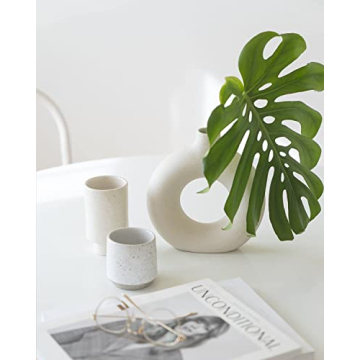 Elegant White Ceramic Circle Vase for Home Decor
