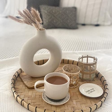 Elegant White Ceramic Circle Vase for Home Decor