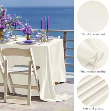 TURSTIN Satin Tablecloths - Elegant Ivory Table Decor