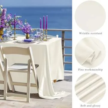TURSTIN Satin Tablecloths - Elegant Ivory Table Decor