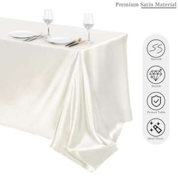 TURSTIN Satin Tablecloths - Elegant Ivory Table Decor