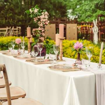 TURSTIN Satin Tablecloths - Elegant Ivory Table Decor