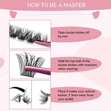 Cluster Lashes, 72 Pcs Individual Lashes, Lash Clusters DIY Eyelash Extension, Natural Lashes Super Thin Band Reusable Soft & Comfortable (Natural-C-8-16 mix)
