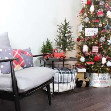 AuldHome Design Mini Christmas Trees (3-Pack, 8-Inch); Canadian Pine Greenery Tabletop Holiday Decor