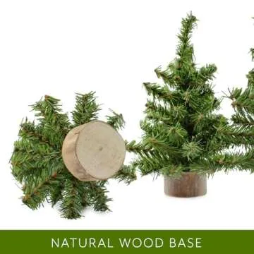 AuldHome Design Mini Christmas Trees (3-Pack, 8-Inch); Canadian Pine Greenery Tabletop Holiday Decor