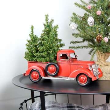 AuldHome Design Mini Christmas Trees (3-Pack, 8-Inch); Canadian Pine Greenery Tabletop Holiday Decor