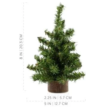 AuldHome Design Mini Christmas Trees (3-Pack, 8-Inch); Canadian Pine Greenery Tabletop Holiday Decor