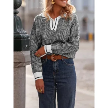 Saodimallsu Women’s Chic V Neck Pullover Sweater