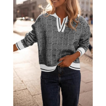 Saodimallsu Women’s Chic V Neck Pullover Sweater