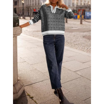 Saodimallsu Women’s Chic V Neck Pullover Sweater