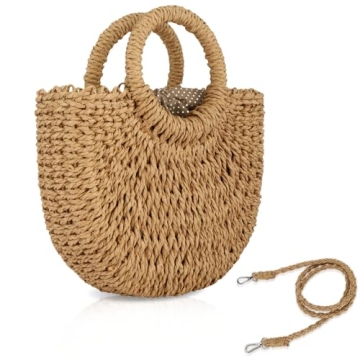FENBEN Women's Straw Crossbody Bag - Eco-Friendly Summer Beach Tote