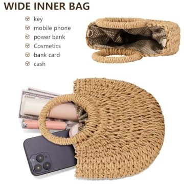 FENBEN Women Straw Beach Bag Handwoven Eco-Friendly Tote