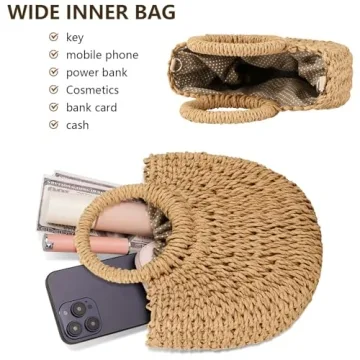 FENBEN Women Straw Beach Bag Handwoven Eco-Friendly Tote