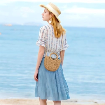 FENBEN Women Straw Beach Bag Handwoven Eco-Friendly Tote