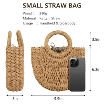 FENBEN Women Straw Beach Bag Handwoven Eco-Friendly Tote