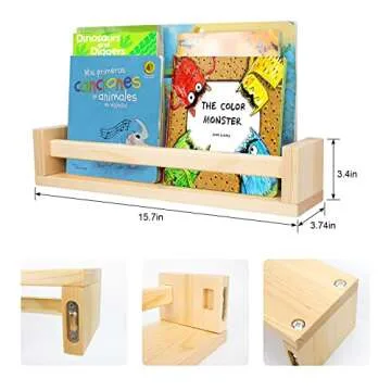 Nursery Book Shelves 4 Set of Floating Shelves for Kids Nursery Decor Bathroom Decor,Wall Shelves for Bedroom Kitchen Bathroom Office,Natural Pine Wood Shelves for Wall Storage Decor