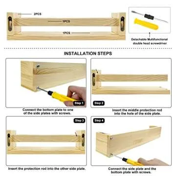Nursery Book Shelves 4 Set of Floating Shelves for Kids Nursery Decor Bathroom Decor,Wall Shelves for Bedroom Kitchen Bathroom Office,Natural Pine Wood Shelves for Wall Storage Decor