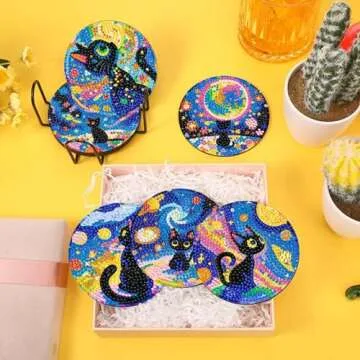 EWJRNSF Diamond Art Coasters Kit - Creative Fun for All Ages