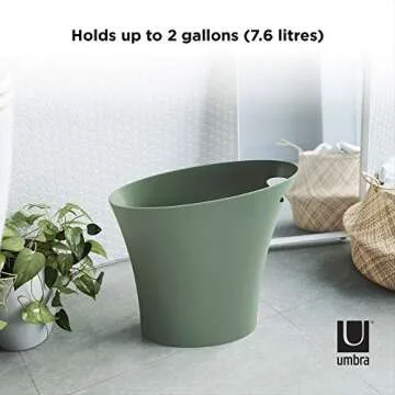 Umbra Skinny, Spruce Sleek & Stylish Bathroom Trash, Small Garbage Can, Wastebasket for Narrow Spaces at Home or Office, 2 Gallon Capacity, Single Pack - 082610-1095