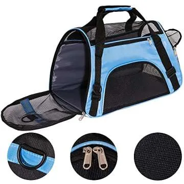 MuchL Pet Carrier Cat Cattier Soft-Sided Carriers for Cat Carriers Dog Carrier for Small Medium Cats Dogs Puppies Pet Carrier Airline Approved up to 15 Lbs Cat Dog Pet Travel Carrier (Medium, Blue)
