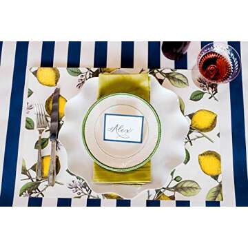 Navy Striped Table Runner for Weddings and Parties - Made in USA