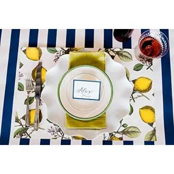 Navy Striped Table Runner for Weddings and Parties - Made in USA