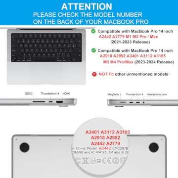 2PCS MacBook Pro 14 Trackpad Protector Cover for 2024 2023 2022 2021 M4 M3 M2 M1 Pro/Max MacBook Pro...