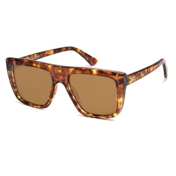 SOJOS Classic Trendy Flat Top Sunglasses for Women Men Designer UV400 Sunnies SJ2250, Tortoise/Brown