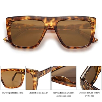 SOJOS Classic Flat Top Sunglasses for Men Women  UV400