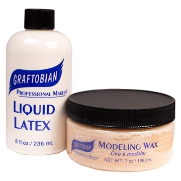 Graftobian Liquid Latex SFX Makeup Bundle with Modeling and Scar Wax - Professional Skin Safe Adhesi...