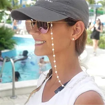 Sither Pearl Sunglasses Chain Reading Glasses Chain Strap Necklace for Women