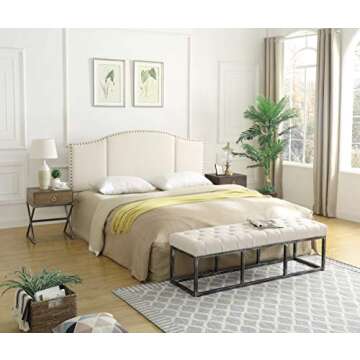 Elegant Middle Century Upholstered Tufted Headboard - Ivory