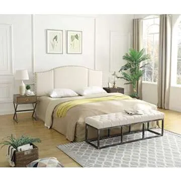 Elegant Middle Century Upholstered Tufted Headboard - Ivory