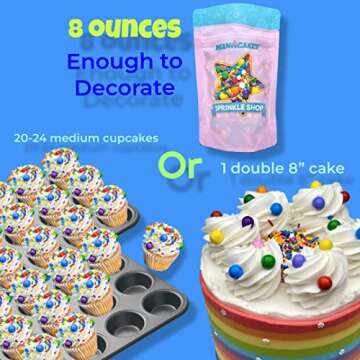 Manvscakes Sprinkles - Themed Sprinkles for Cake Decorating, Sprinkle Mix for Cookies, Ice Cream, Fondant Cake, Gluten Free, Cupcakes & Other Desserts, Assorted Rainbow Sprinkles, Birthday