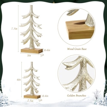 Pawliss Golden Christmas Tree Centerpieces Set of 2